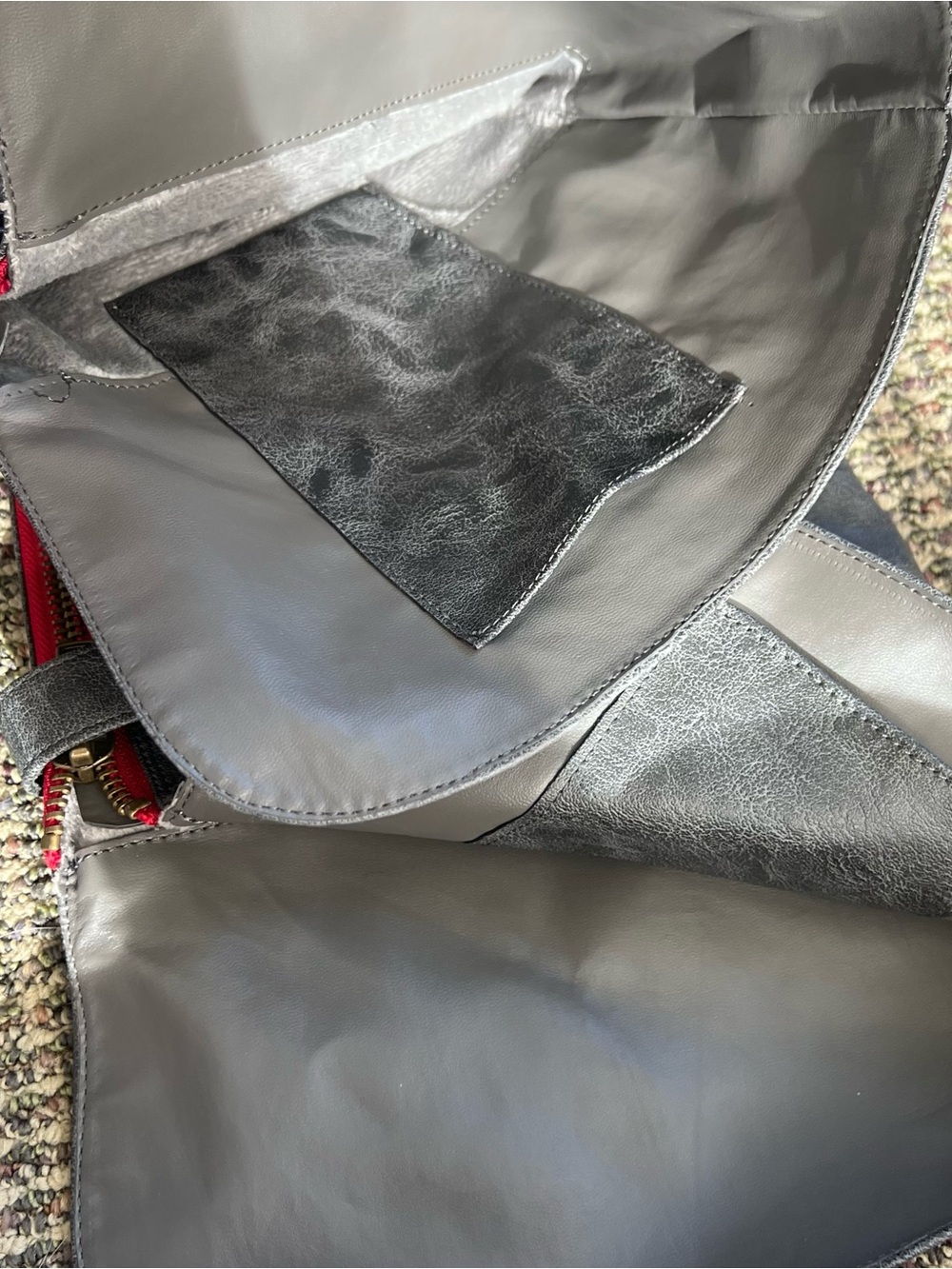 Journee Collection Kane Wide Calf Gray Knee-High Boots with Red Zipper Accent - Picture 8 of 10